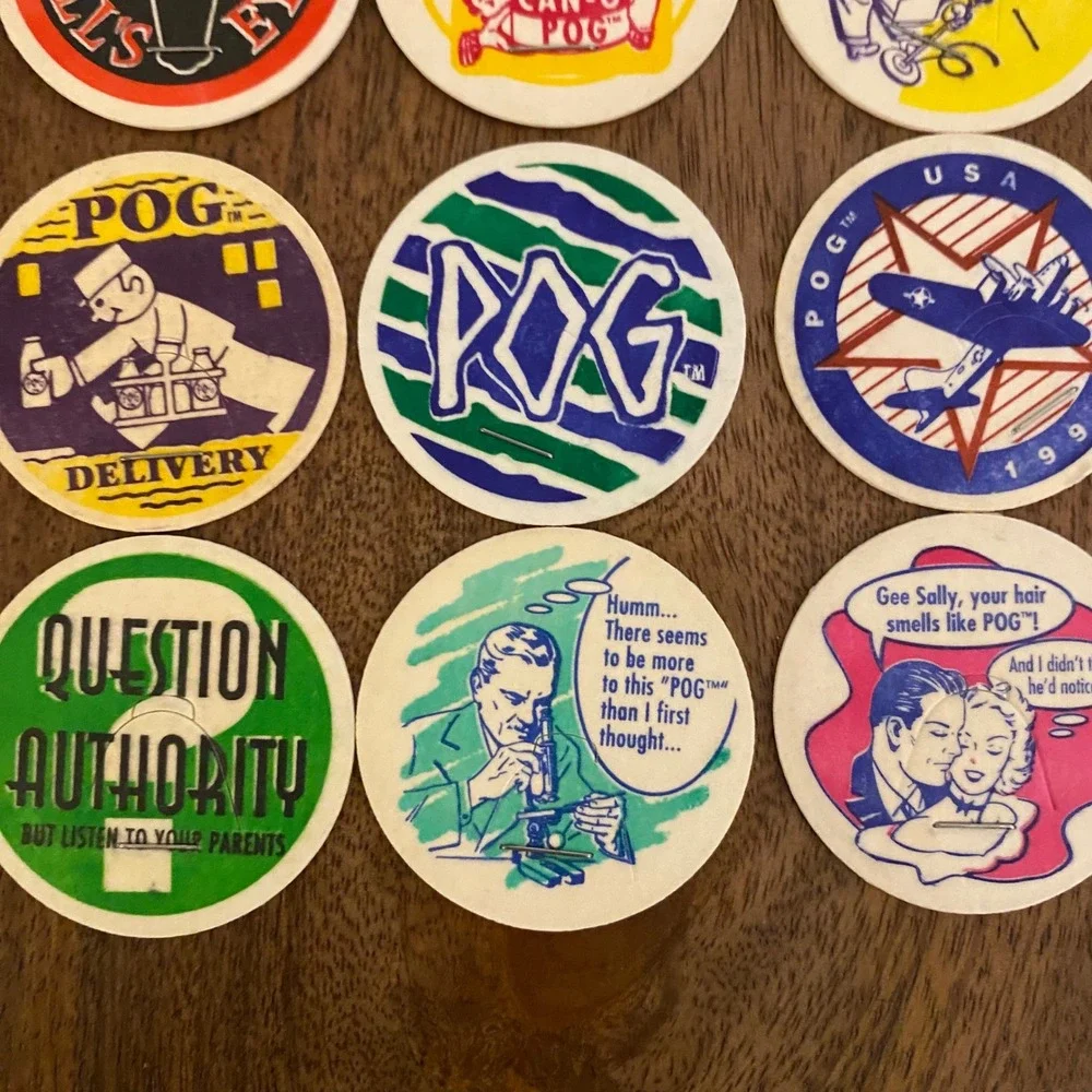 Vintage 90s POGs Lot 30pc World POG Federation Milk Caps Comics Linen Stapled